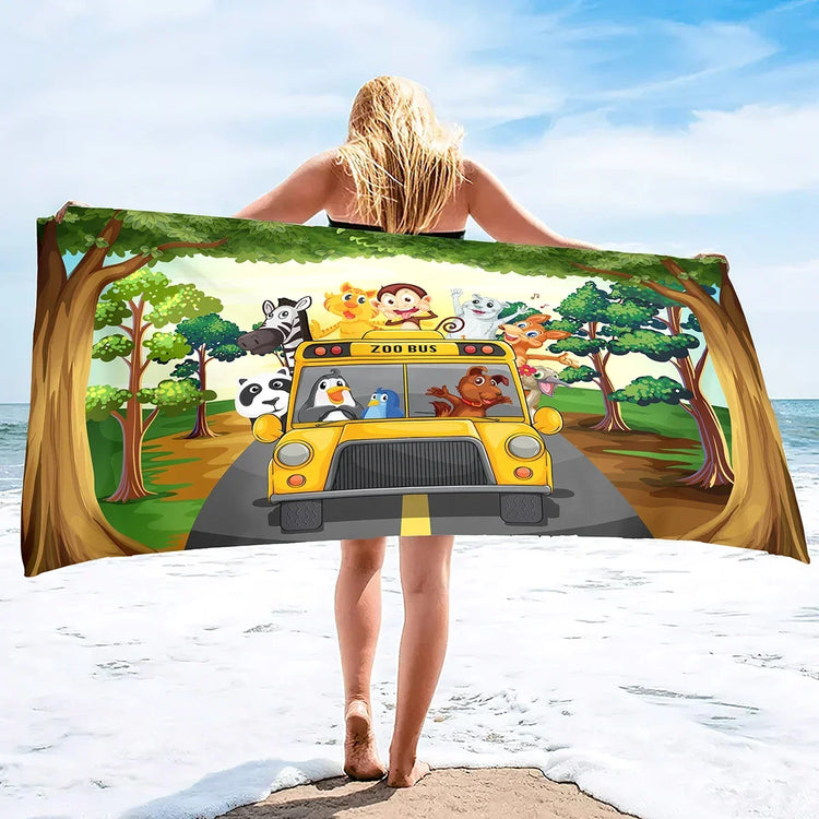 serviette de plage dessin animé zoo 17