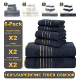 Ensemble 6 serviettes de bain microfibre