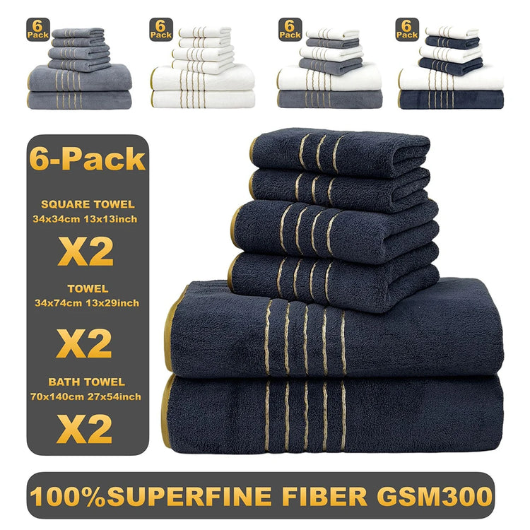 Ensemble 6 serviettes de bain microfibre