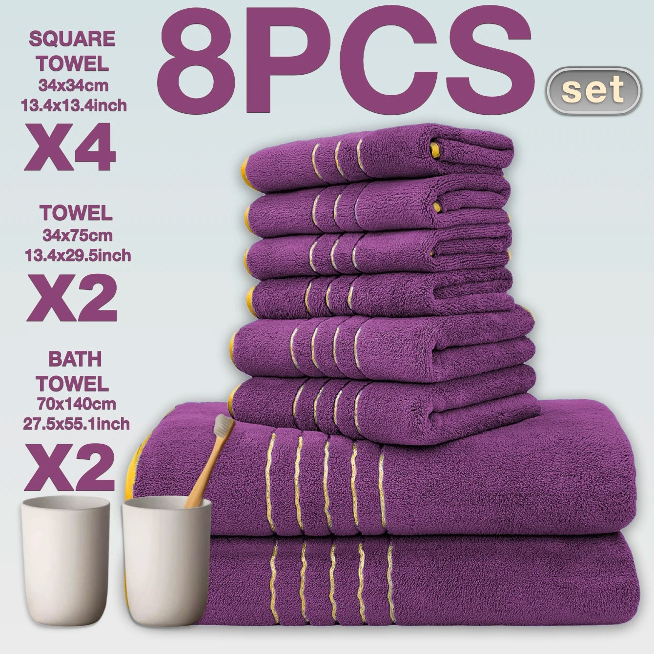 Ensemble 8 serviettes de bain hotel 11