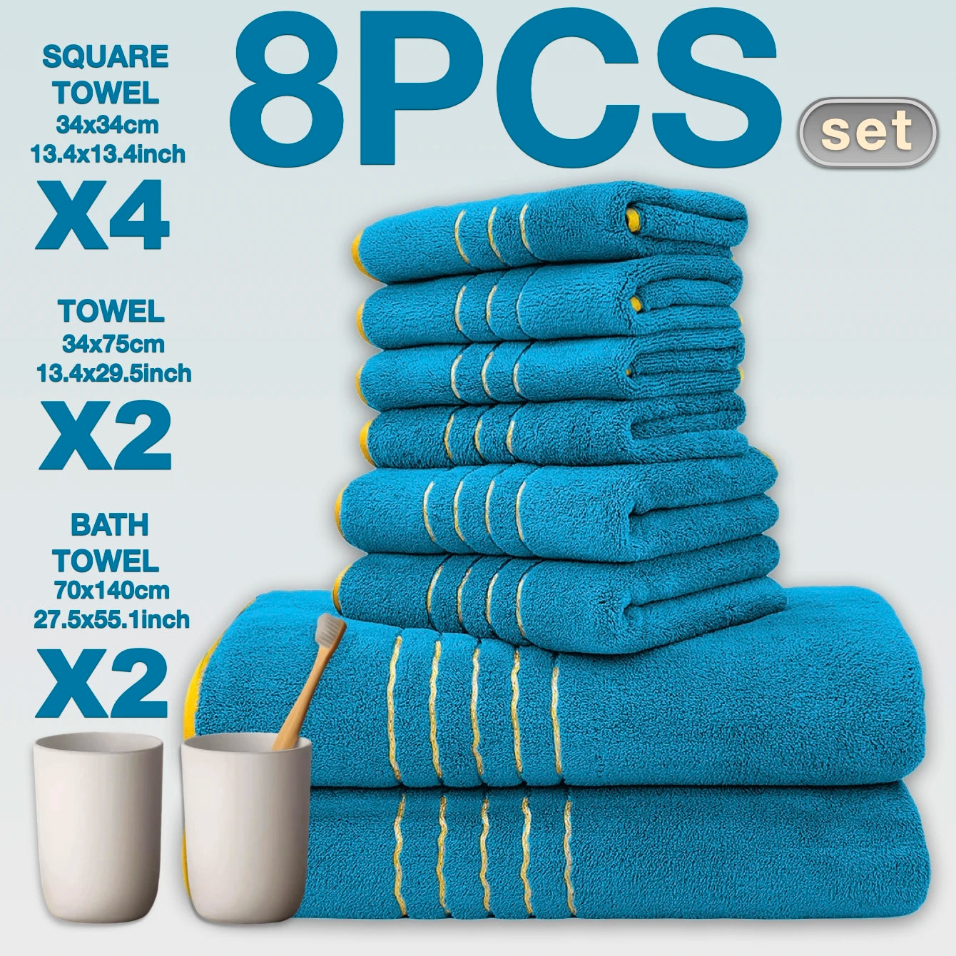 Ensemble 8 serviettes de bain hotel 8
