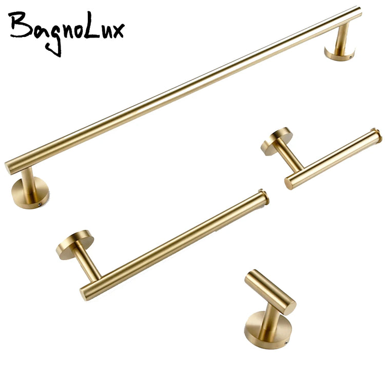 Ensemble de portes serviettes en acier inox doré