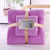 Lot de 2 serviettes de bain velour corail 4