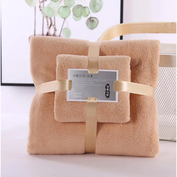 Lot de 2 serviettes de bain velour corail 6