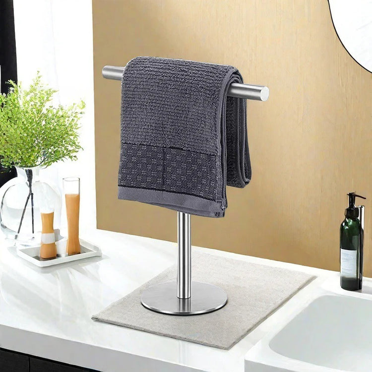 Porte-serviettes acier inox en forme de T