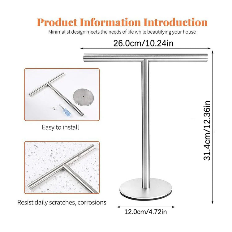 Porte-serviettes acier inox en forme de T 6