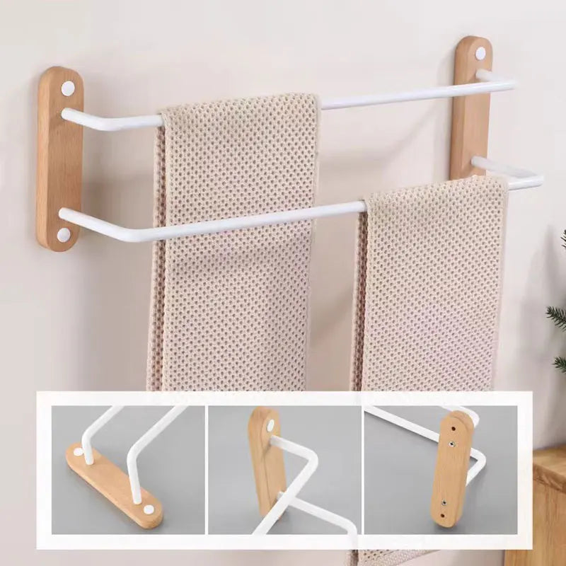 Porte serviette aluminium et bois 2