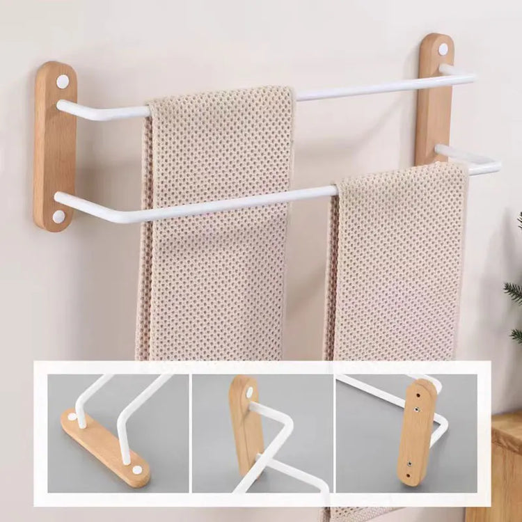 Porte serviette aluminium et bois 2