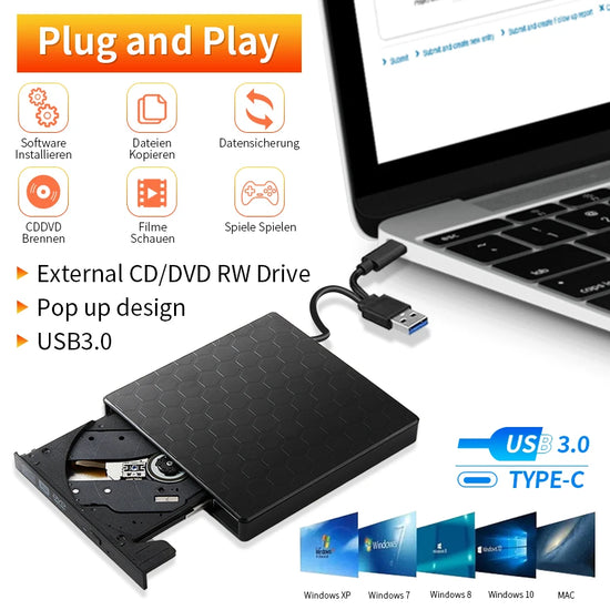 Lecteur Graveur DVD CD 2 en 1 USB3.0 C