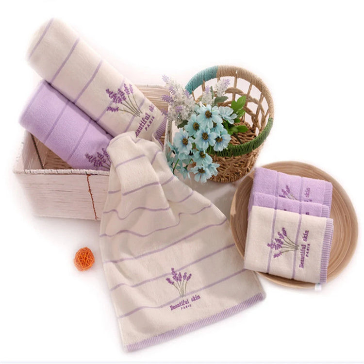 Serviette de Bain Brodé Lavande