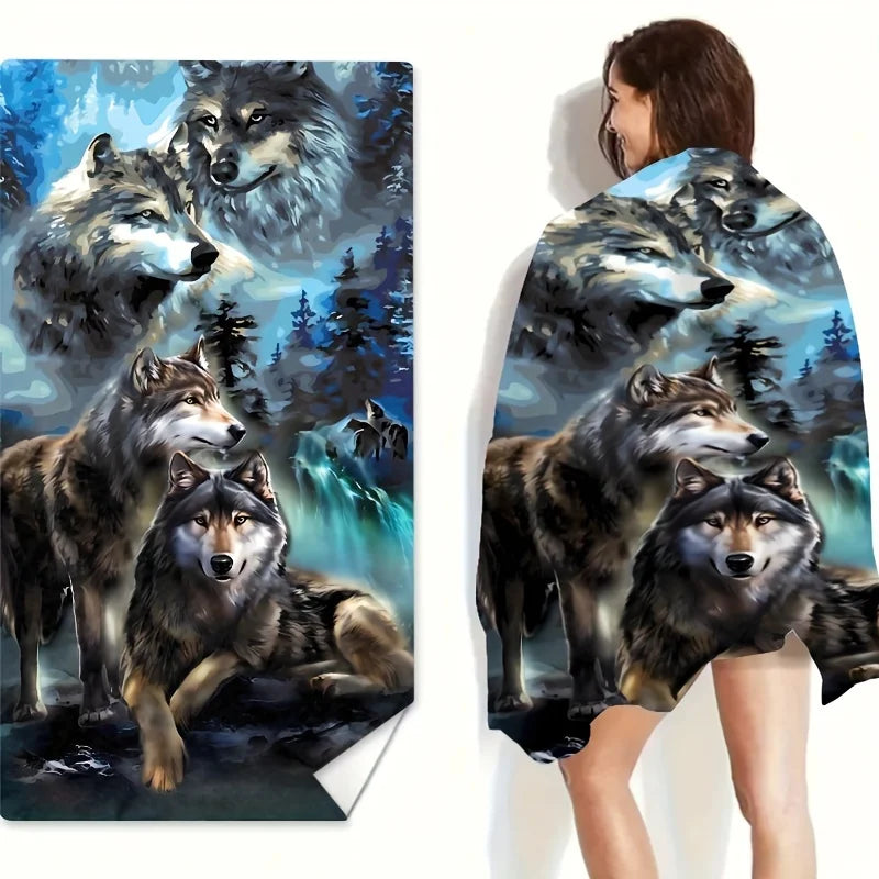 Serviette de bain loups