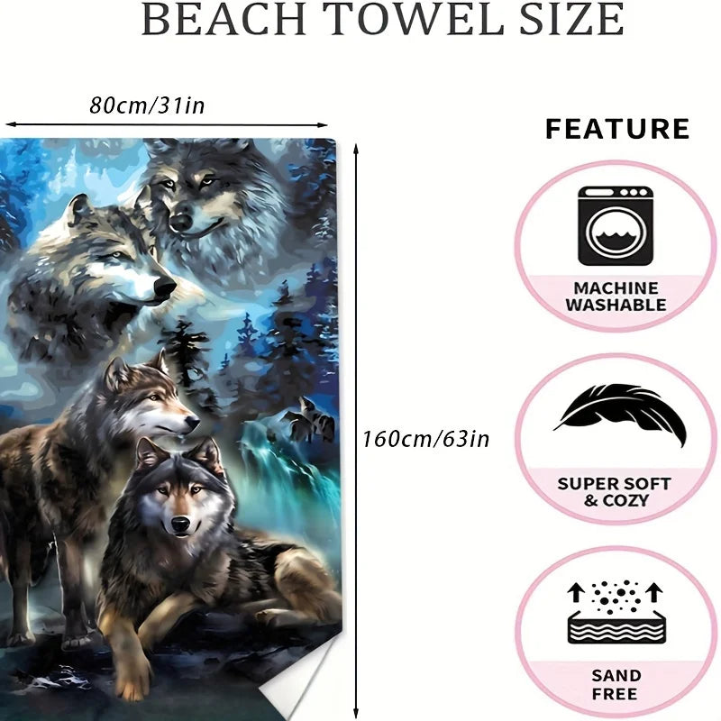 Serviette de bain loups 2