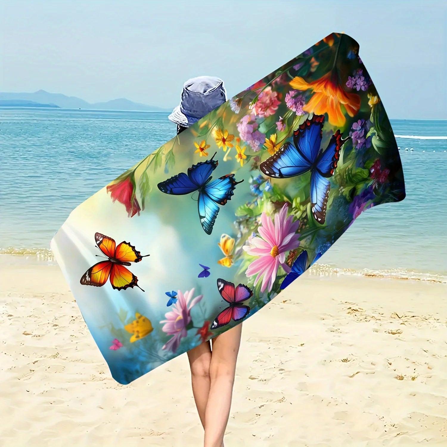 Serviette de bain papillons