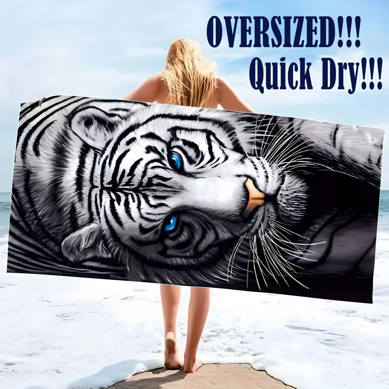 Serviette de bain tigre blanc 3