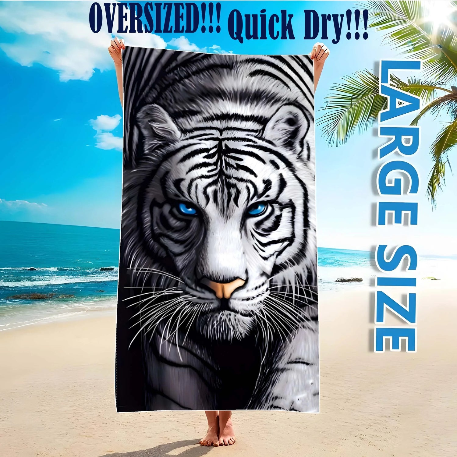 Serviette de bain tigre blanc 5