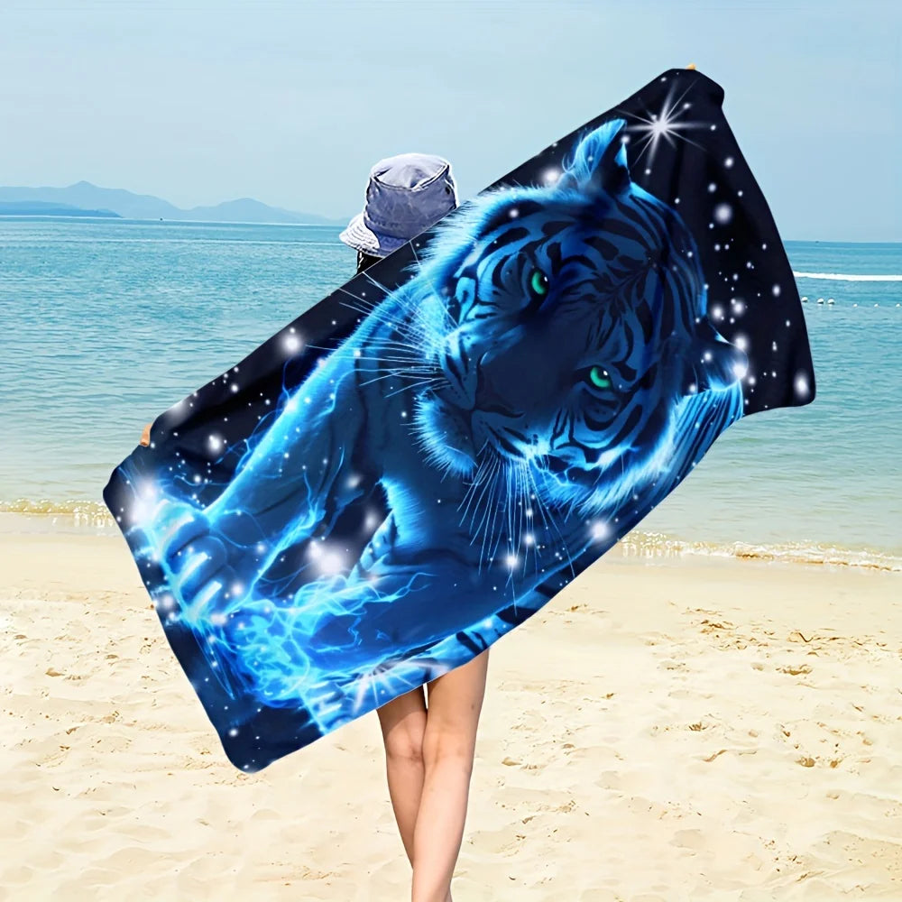 Serviette de bain tigre bleu 2