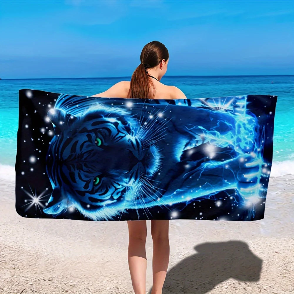 Serviette de bain tigre bleu 3