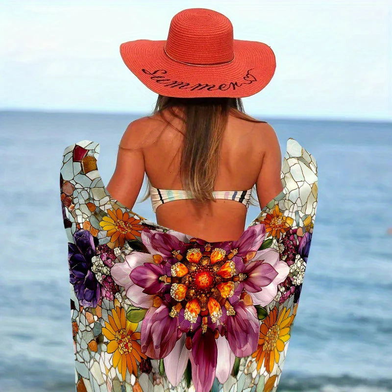 Serviette de plage à fleurs 3
