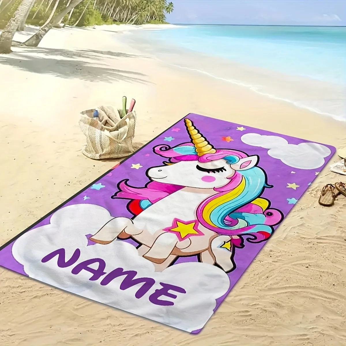 Serviette de plage licorne nominatif 2