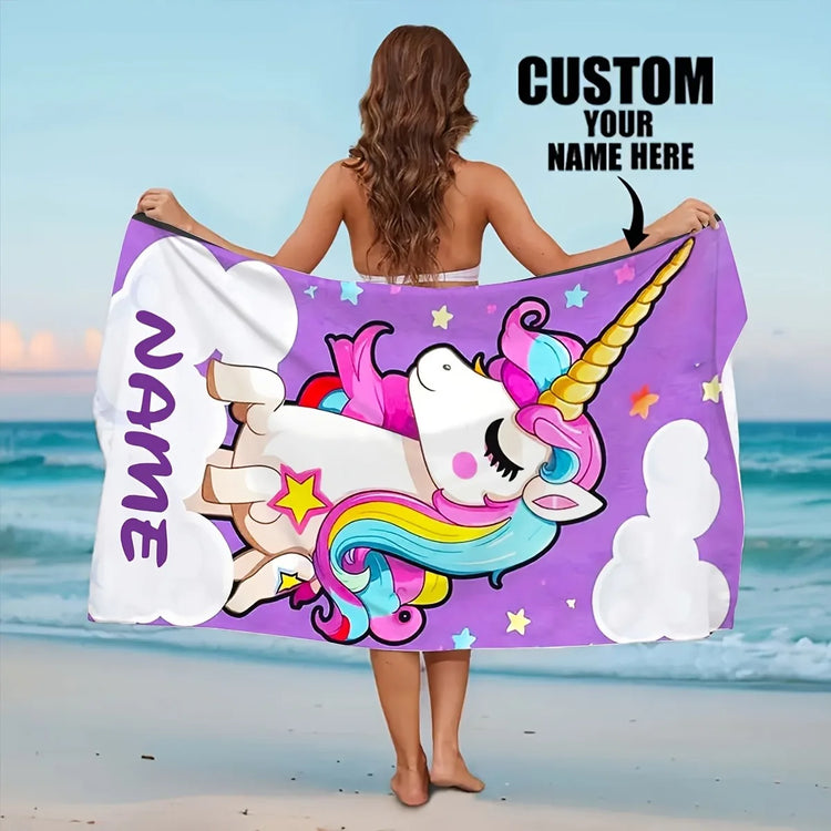 Serviette de plage licorne nominatif 3