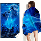 Serviette de plage loup bleu 2