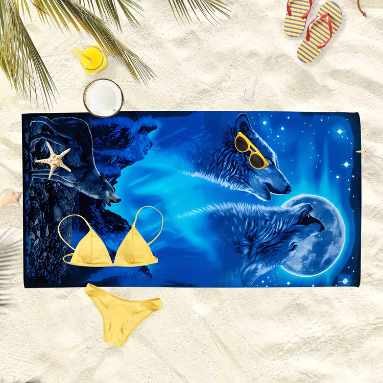 Serviette de plage loup bleu 4