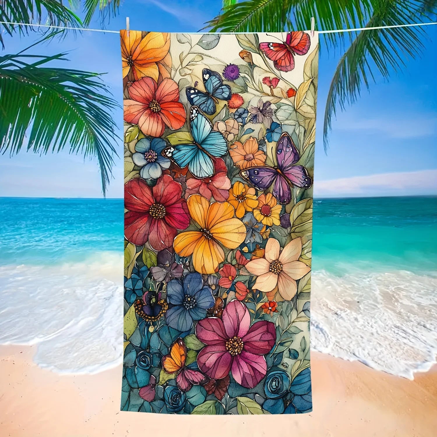 Serviette de plage papillons