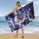 Serviette de plage tigre blanc étoilée 2