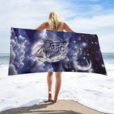 Serviette de plage tigre blanc étoilée 3