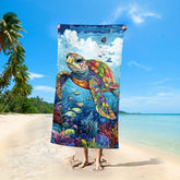 Serviette de plage tortue colorée 