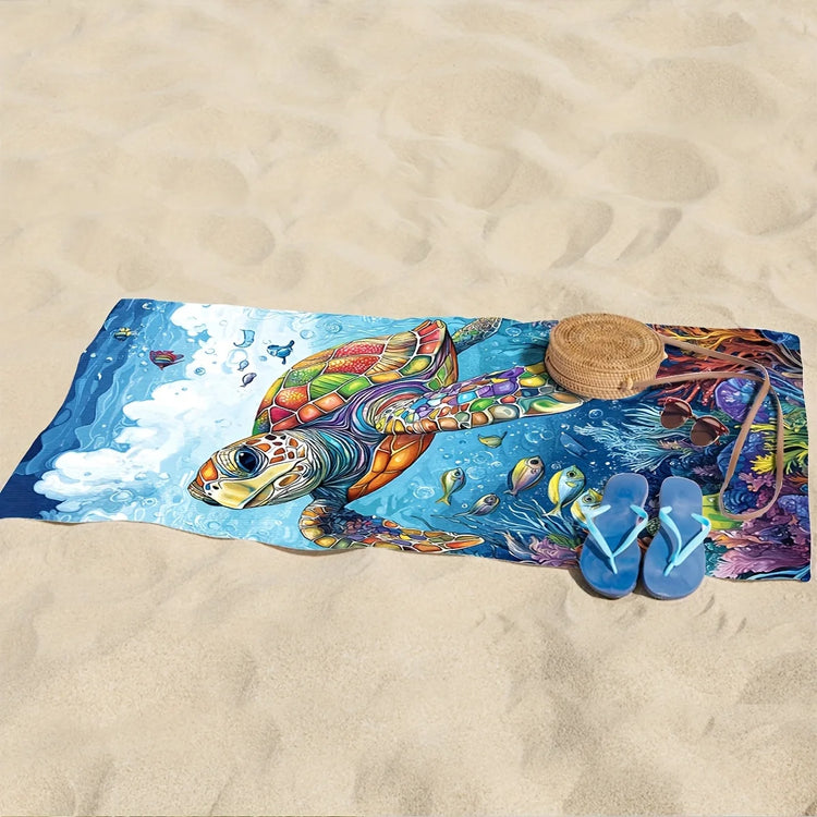 Serviette de plage tortue colorée 3