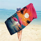 Serviettes de plage flamant rose au soleil couchant 2