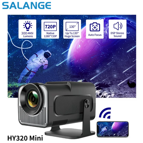 Salange HY320mini Smart Projector Android 11.0 Portable WIFI Bluetooth Home Cinema 720P for Smartphone Outdoor 1080P 4K Movie