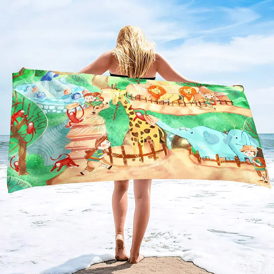 serviette de plage dessin animé zoo