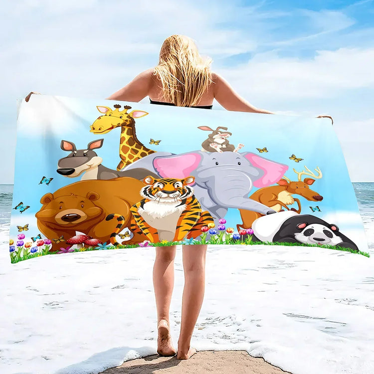 serviette de plage dessin animé zoo 13
