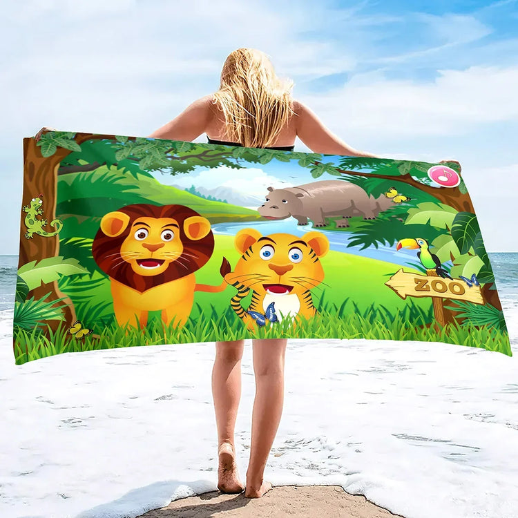 serviette de plage dessin animé zoo 15