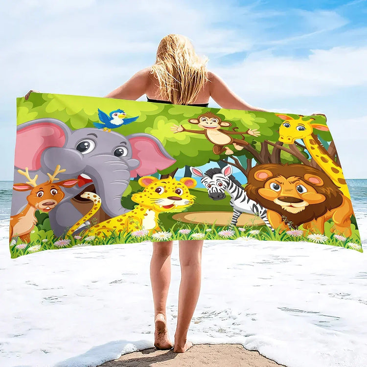serviette de plage dessin animé zoo 4