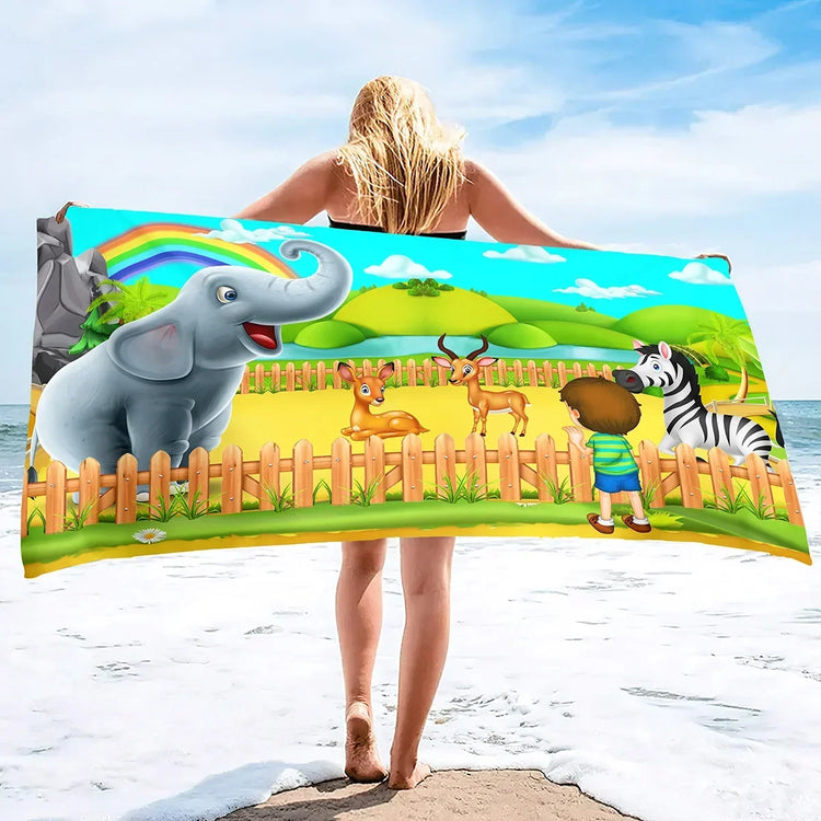 serviette de plage dessin animé zoo 5