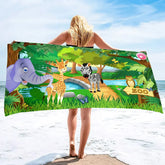 serviette de plage dessin animé zoo 8