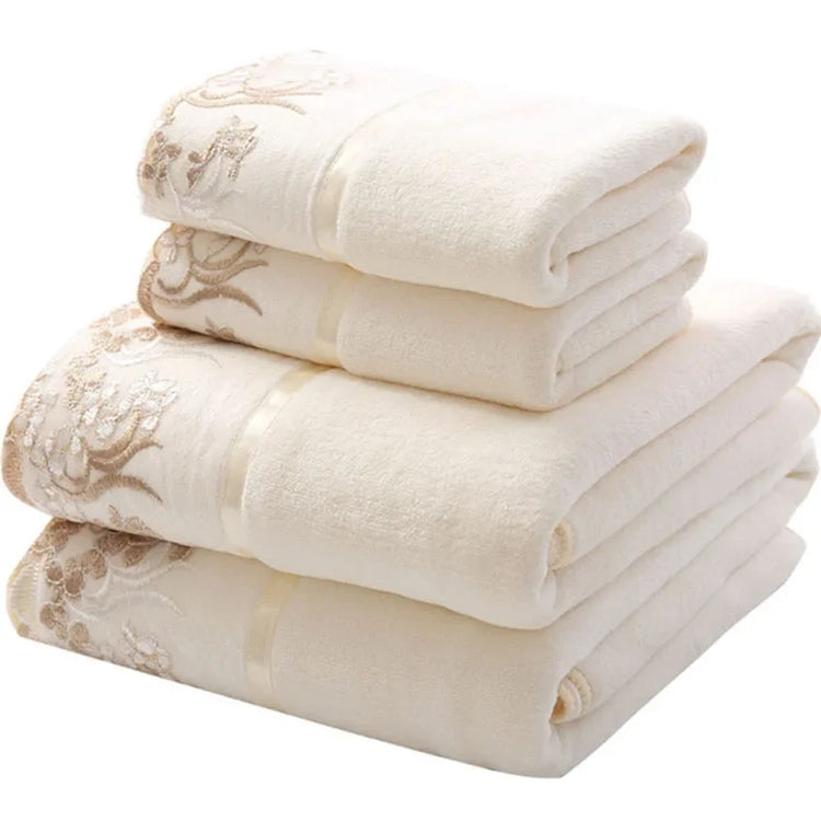 serviettes de bain brodées dentelle 2