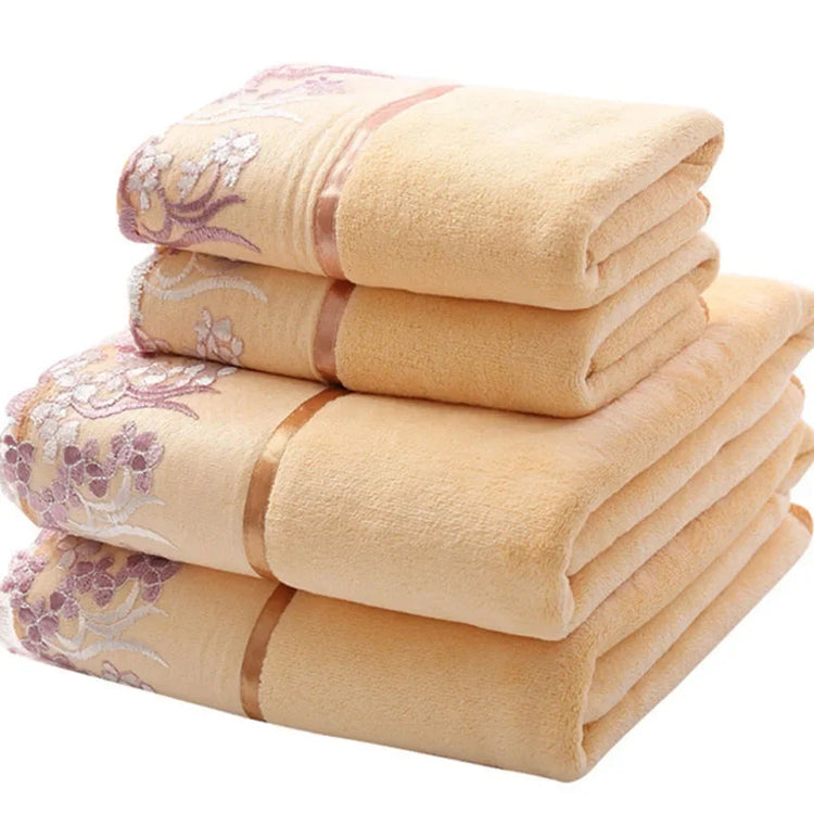 serviettes de bain brodées dentelle 4